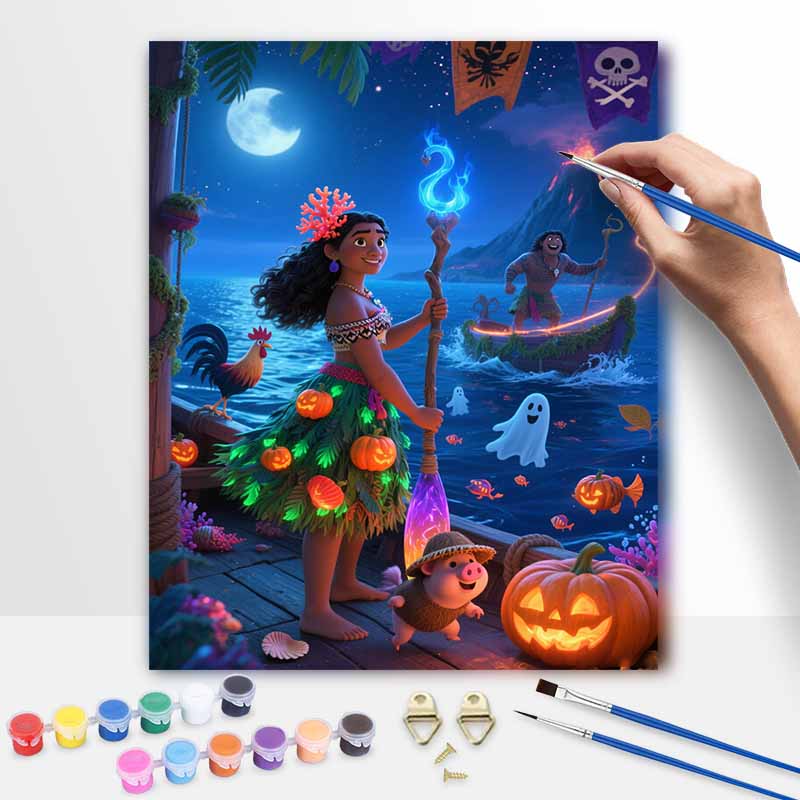 Disney Моана Тыква Морское Приключение Масляная Живопись по Номерам Набор для Рисования Ручная Роспись Домашний Декор Подарок