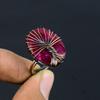 Tree of Life Lab-Created Ruby Gemstone Copper Wire Wrapped Handmade Jewelry Ring For Her
