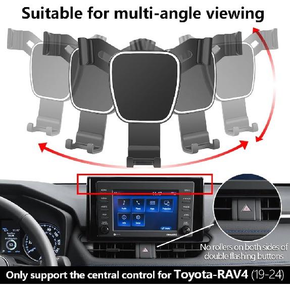 Автомобильный держатель для телефона LUNQIN подходит для Toyota RAV4 LX XLE 2019-2024 годов, Toyota RAV4 Mixing LE XLE SE Woodland XLE, Prime SE 2024 года, автомобильные аксессуары