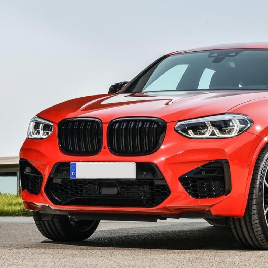 Double Slat Front Kidney Grille Grill Black Replacement for BMW G01 X3 G02 X4 2018-2020