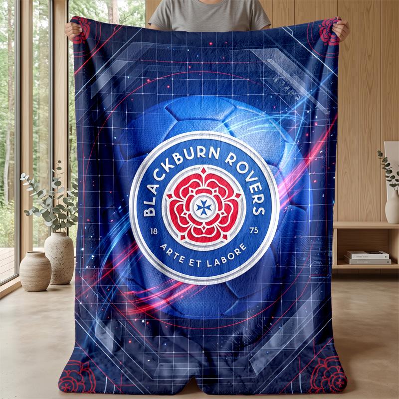 Blackburn Rovers Football Print Flannel Blanket, Soft Warm Lightweight Throw Blanket for Sofa Bed Camping