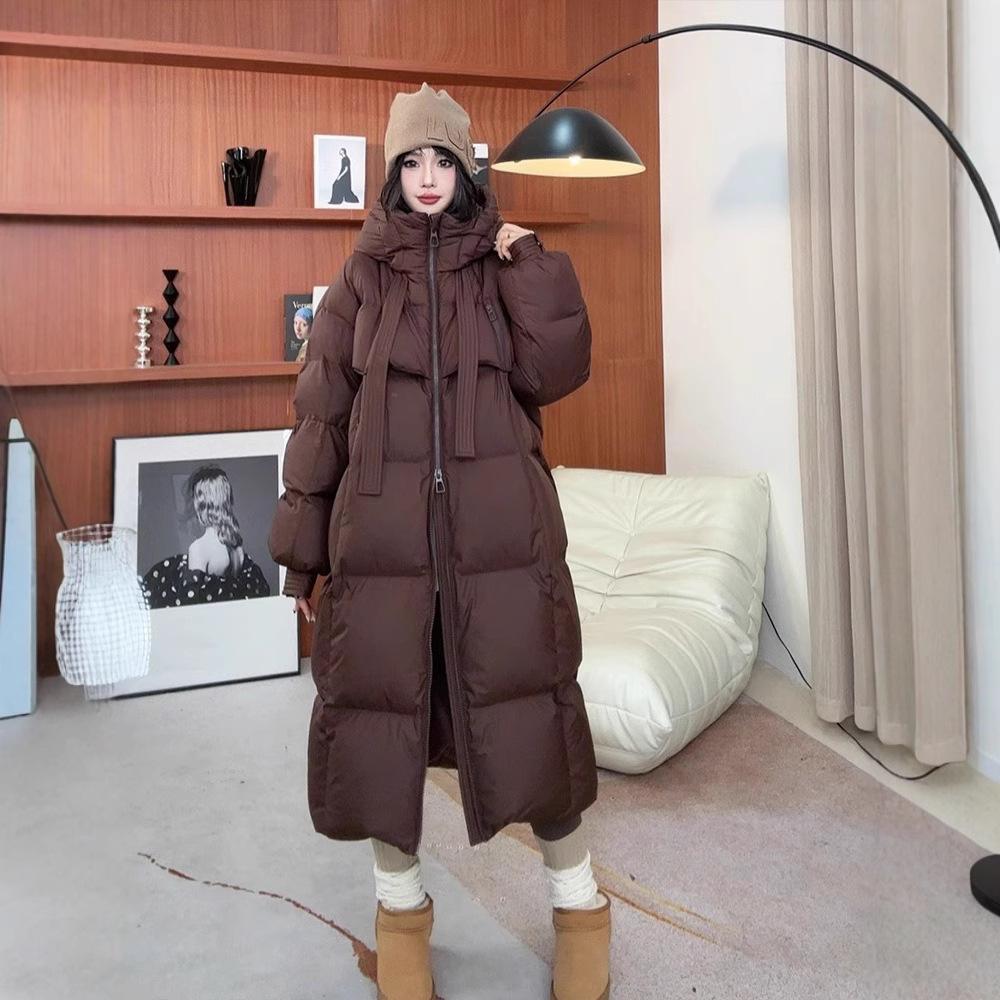 Женское зимнее утолщенное хлопковое пальто, женское новое длинное хлопковое пальто выше колена, свободное пальто в корейском стиле, хлопковая куртка