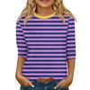 Children's 3/4 Sleeve Tops Knit  Casual  Print T Shirt Round Neck Pullover Blouse
