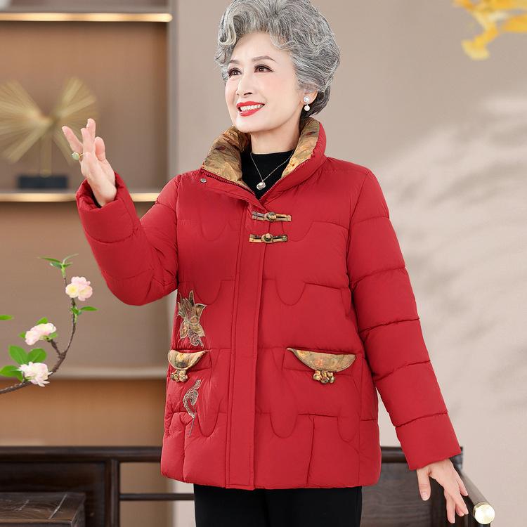 Бабушки, Зимняя одежда, Толстые хлопковые куртки, Пожилые женщины, Новый стиль, Зимняя одежда старой мамы, Хлопковая одежда с высоким воротником