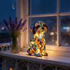 Rainbow Pup Night Light Handmade Vintage Dyed Resin 3D Puppy Lamp USB Powered Soft Warm LED Non-Glaring Decorative Gift for Dog Lovers Bedroom Desk