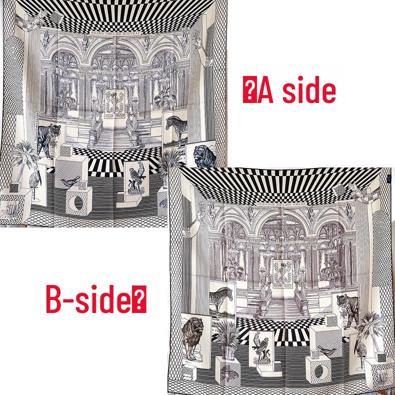 Elegant Thickened Mulberry Silk Twill Scarf/Shawl - Dual-Color Print for Women