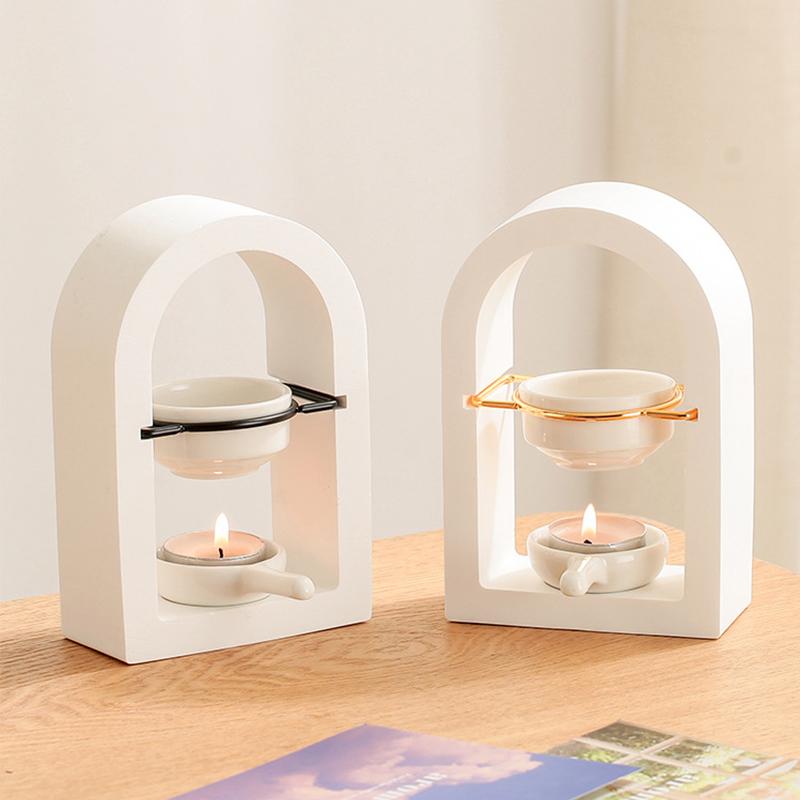 1 шт. Рамка Декоративная арка Прочный гипс Гладкий горелка Современная ароматерапия Многоцелевая свечная лампа Теплоэффективная