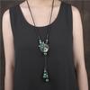 Retro Jade Necklace Long Versatile High-end Sweater Chain Women's Simple Glazed Pendant Pendant with Accessories