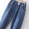 High Waist Jeans for Women Spring and Autumn New Style Plus Size Elastic Waist Slim and Loose