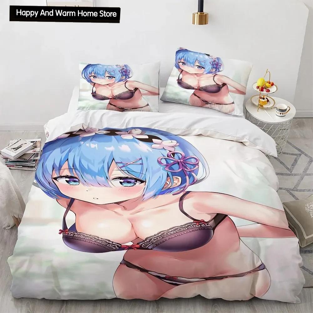 Комплект постельного белья Kawaii Anime sexy Girl, пододеяльник, одеяло, комплект постельного белья, наволочка, размер King Queen Twin для мальчиков и девочек для взрослых