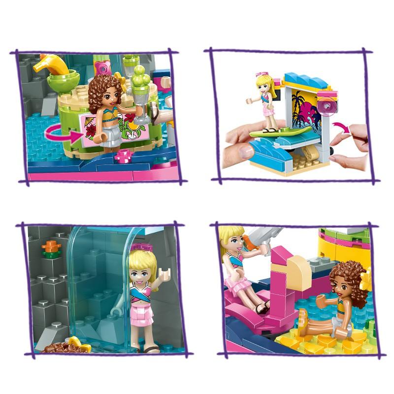 552 шт., серия Andrea Pool Party Girl, строительные блоки, детские кирпичи, подарок на день рождения для девочек, игрушки «сделай сам»