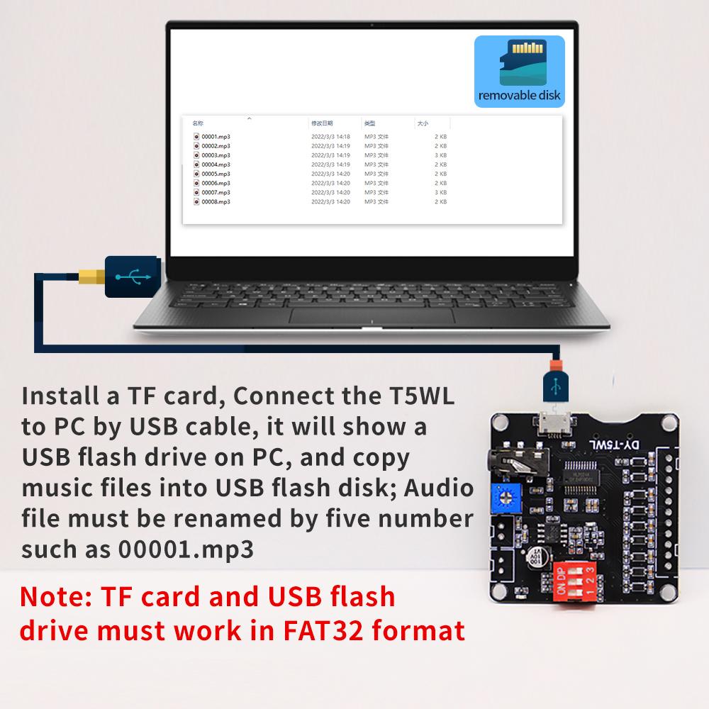 5W MP3 Player Sound Module Voice Playback Board 9CH OneforOne Control Audio Player Module Memory