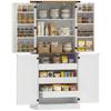 Tall kitchen buffet, kitchen cabinet, 4 doors, 3 drawers, 8 rack holders and adjustable shelves, 76x40x182cm, white