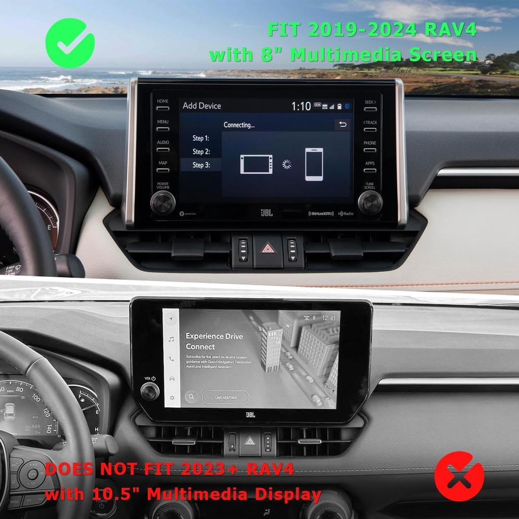 Лоток центральной консоли auovo Dash, совместимый с аксессуарами Toyota RAV4 2019-2024, органайзер для хранения на приборной панели из АБС-пластика (за 8 минут;' мультимедиа