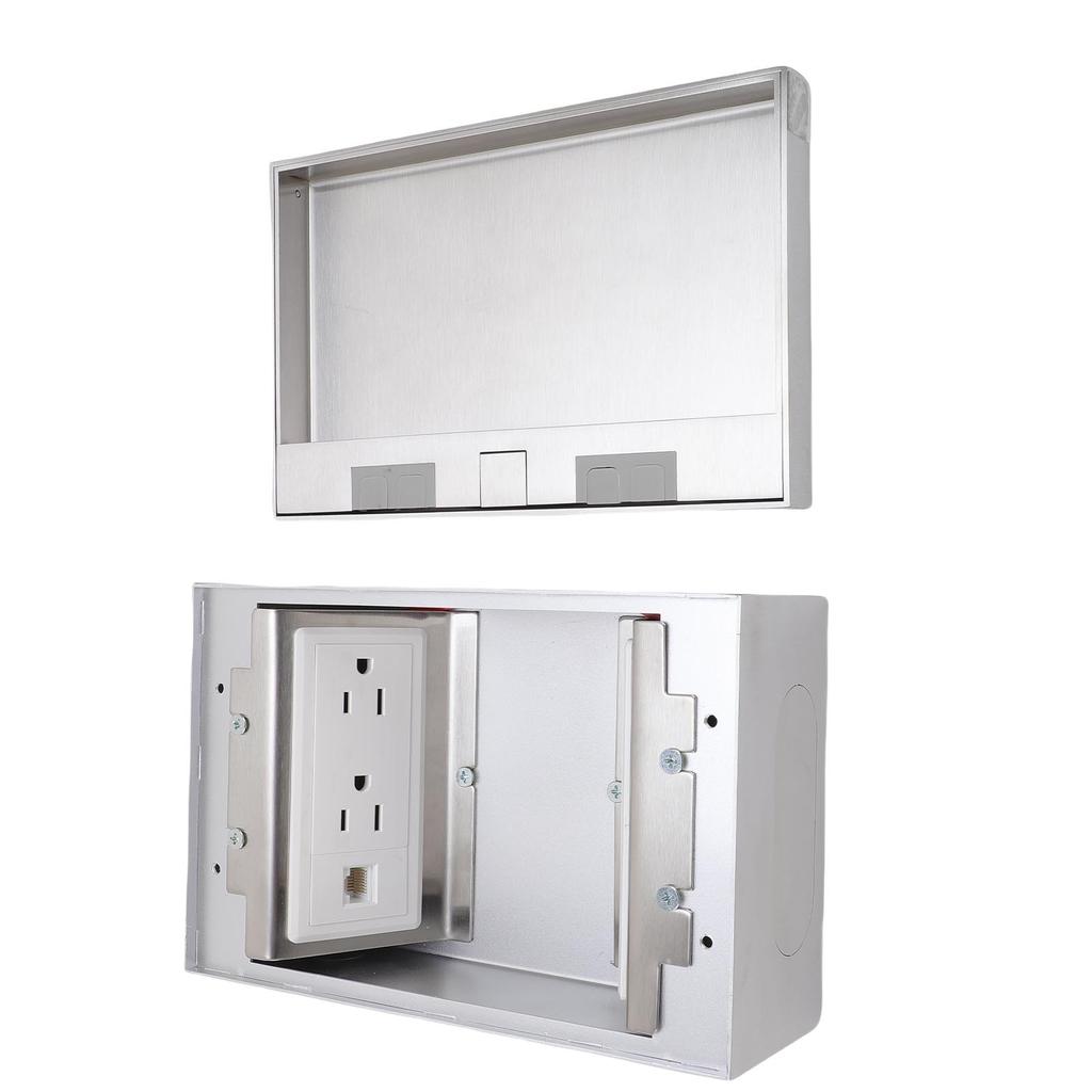 Recessed Floor Electrical Outlet Kit Flat Concealed Duplex 4 X 3 Prong Receptacle USB A Network Port Outlet Water Proof