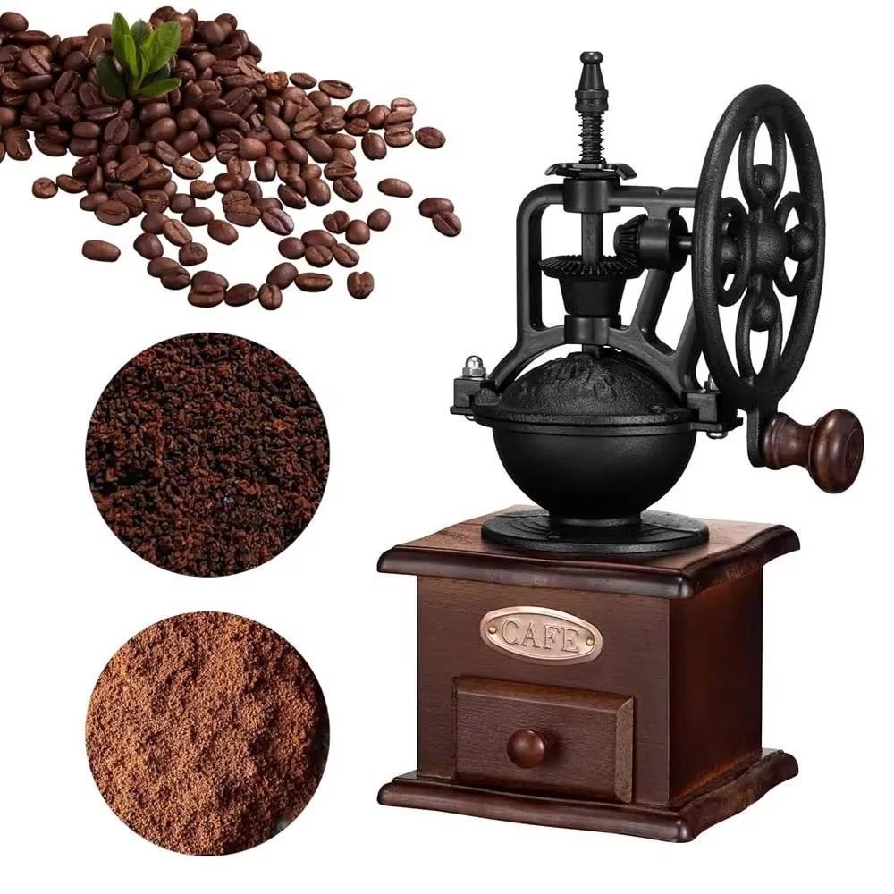 Hand Cranked Coffee Mill Burr Manual Coffee Grinding Machine Vintage Coffee Bean Grinder Household