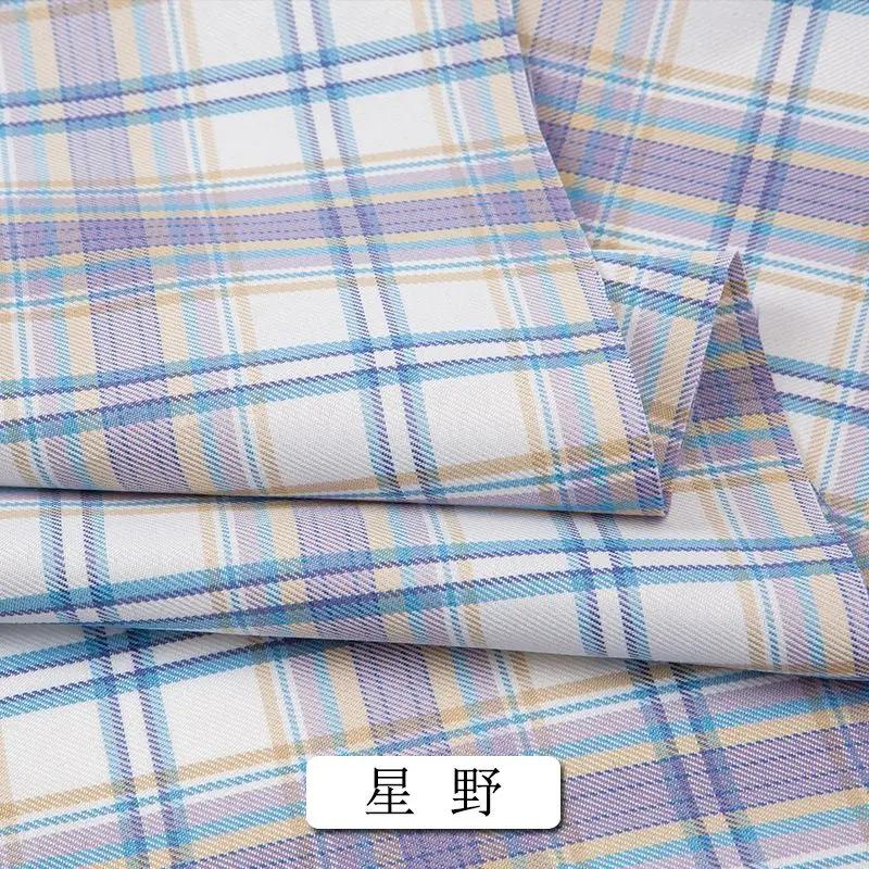 Летняя клетчатая ткань тонкая непрозрачная на метр для одежды для формы JK платьев аксессуаров для волос DIY швейная ткань текстиль сине-зеленый