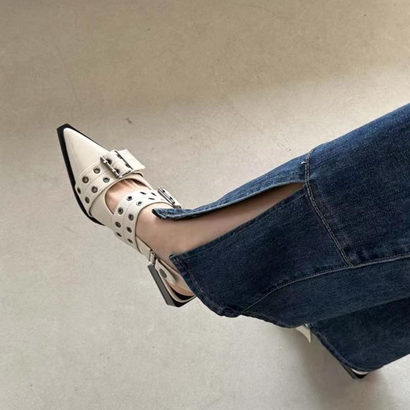 Обувь женская трендовая женская толстая обувь сандалии летняя модная обувь на среднем каблуке с острым носком праздничная обувь брендовая повседневная обувь