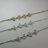 Elegant Leaf Zircon Charm Bracelet Women Minimalist Delicate Gold Plated Adjustable Wrist Jewelry Gift