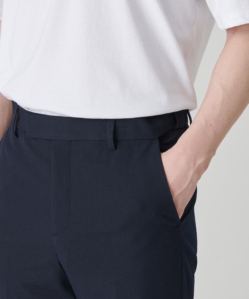 MUSINSA STANDARD Straight Hidden Banding Slacks [Navy]
