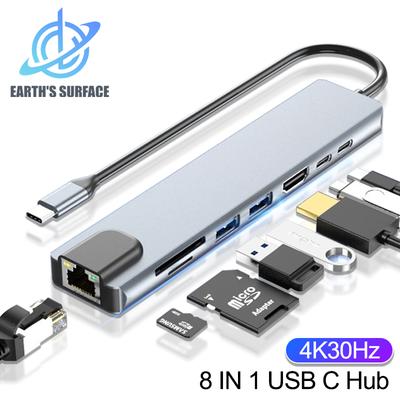 8 в 1 USB C хаб Type C расширитель HDMI-совместимый адаптер конвертер для ноутбука с RJ45 SD кардридером PD быстрая зарядка для Macbook