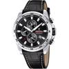 Timeless Chronograph Leather Strap Black Dial Quartz F20692-4 100M Men's Watch