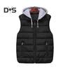Men Waistcoat Hooded Drawstring Sleeveless Vest Coat with Pockets Zipper Closure Warm Comfortable Down Waistcoat