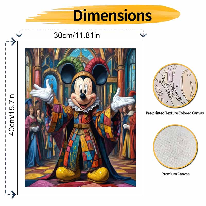 Disney Набор для рисования своими руками «Шут Микки» Классический стиль Декор для дома Поделка Идея подарка Настенное искусство Холст Раскраска по номерам Набор для хобби для взрослых Уникальный