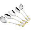 5 Pieces Stainless Steel Golden Serving Spoon Set for Dining Table/Kitchen, 1.8 Mm Heavy Gauge