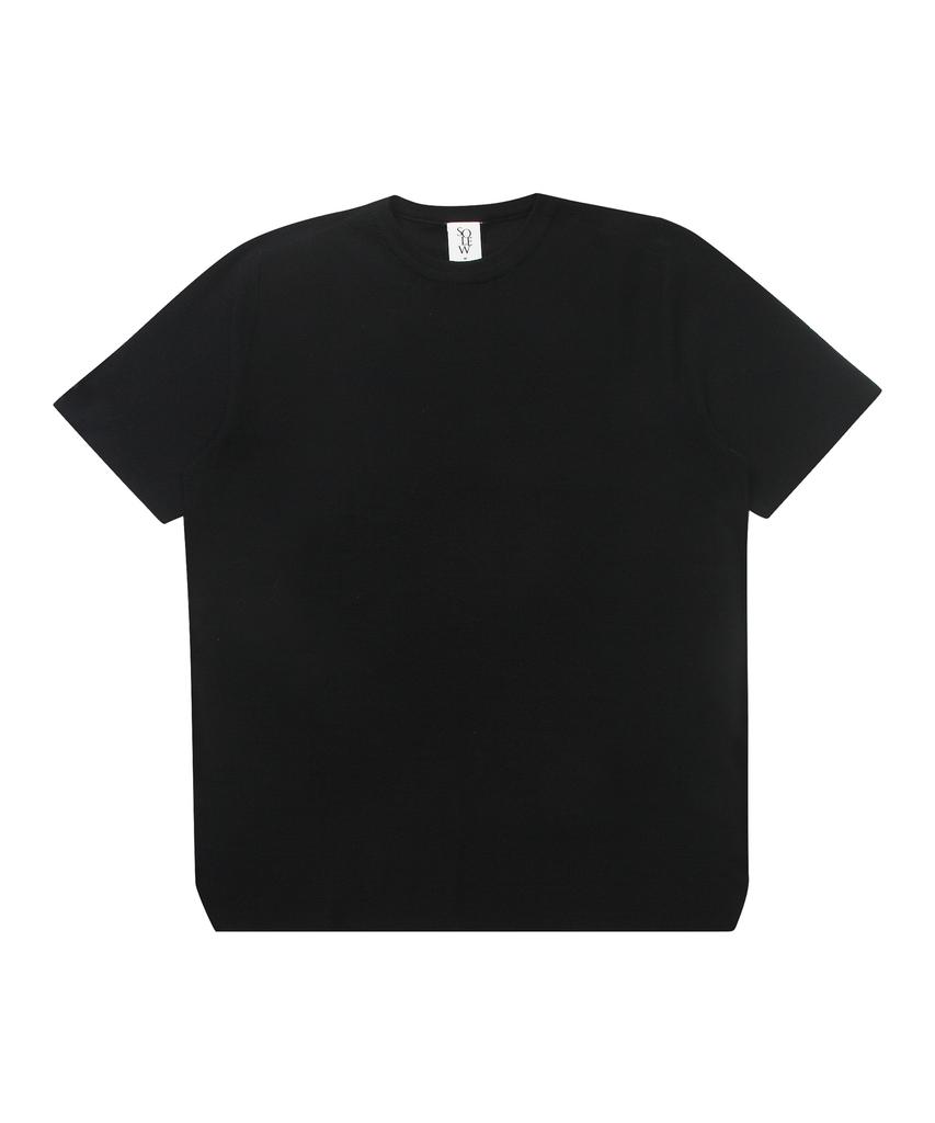 SOLEW Round Short Sleeve Sweater_Black