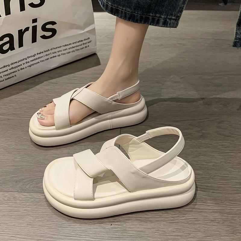 Новые летние повседневные модные кроссовки на платформе, удобные нескользящие женские сандалии на плоской подошве с удлиняющей подошвой