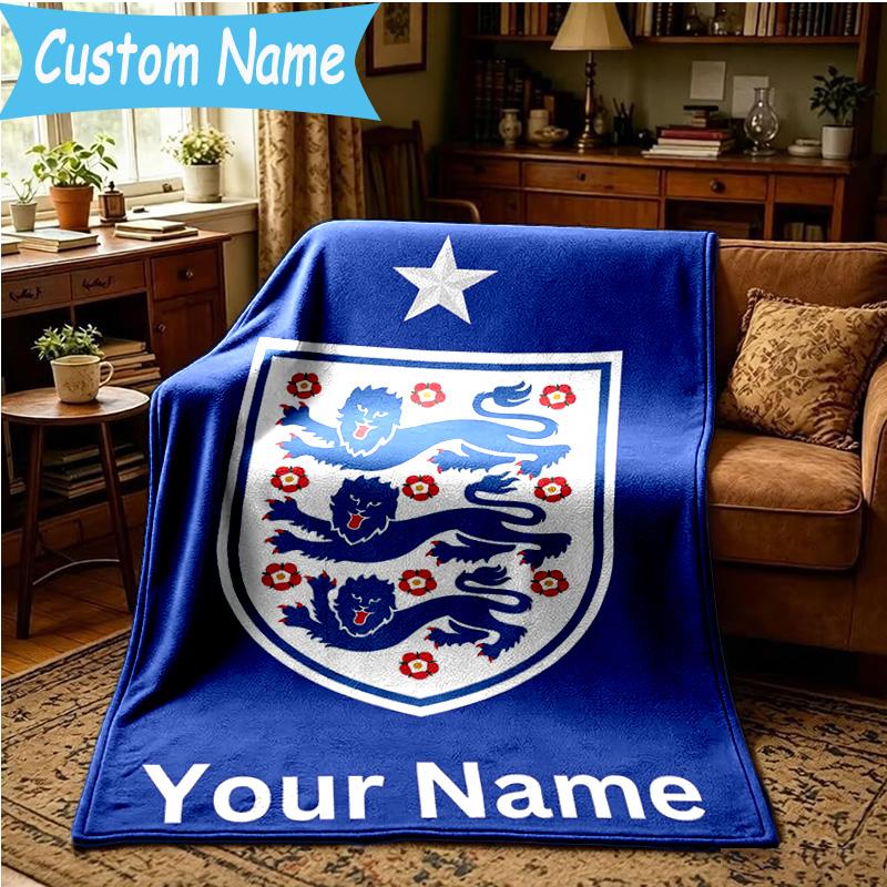 Custom Name England National Blanket Bedding Blanket for Women Men, Soft Throw Blankets for Couch,Bed, picnic, Christmas gifts