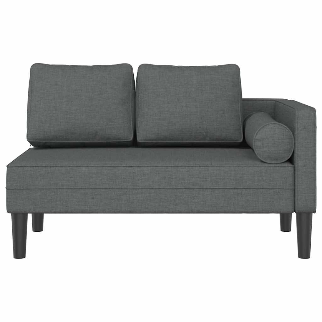Dark Grey Fabric Chaiselongue with Cushions