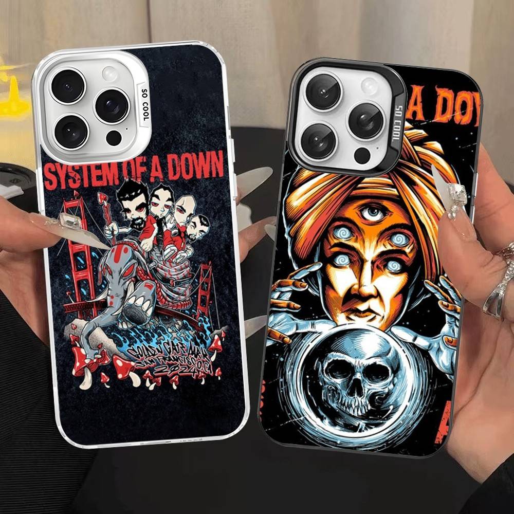 Металлический ремешок System Of A Down Для IPhone 17 16 15 14 13 12 11 Pro Max Plus Матовый цветной задний чехол для телефона