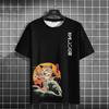 Summer New 3D Men Japanese Samurai Cat Graphic T Shirts Fashion Casual Personality Cool Street Style Print Short Sleeve Tees Top