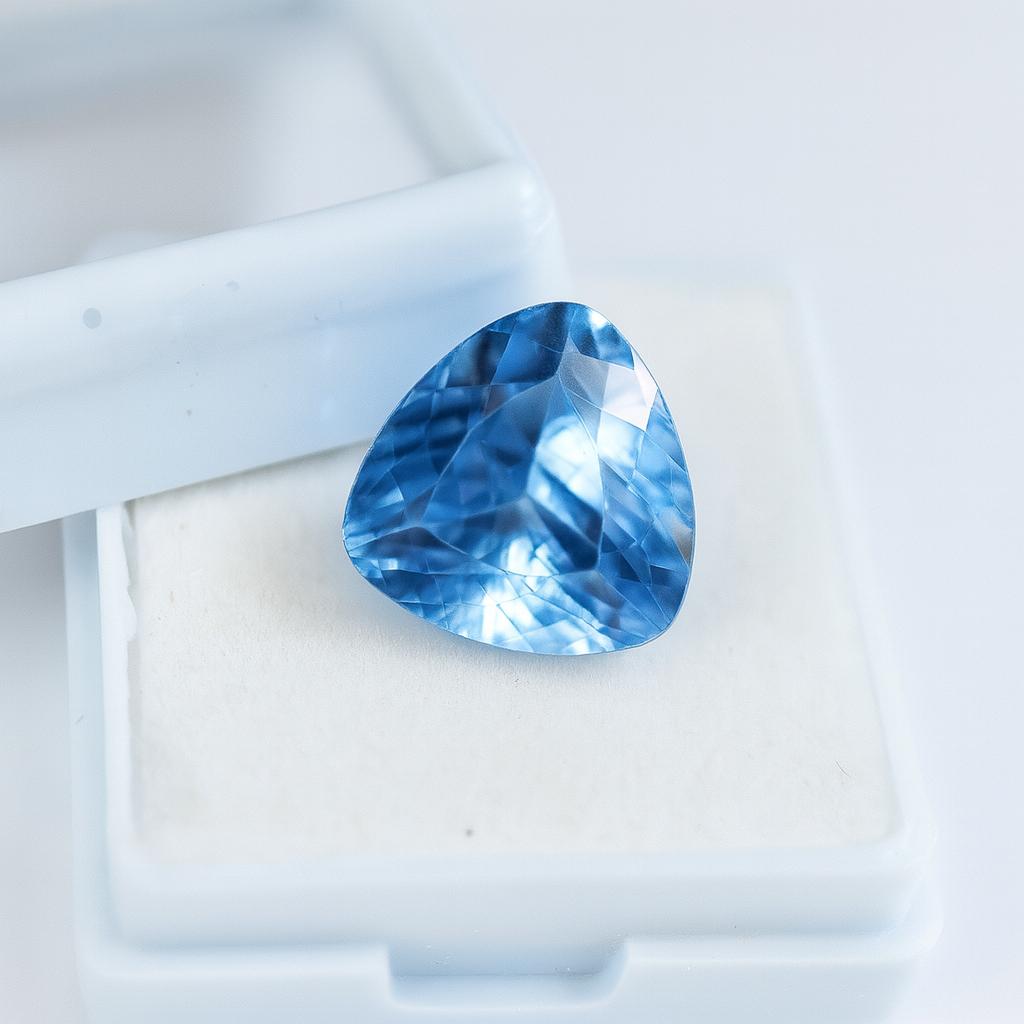 Natural Blue Sapphire Loose Gemstone Trillion Cut 8.65 ct Gift for Him September Birthday Birthstone