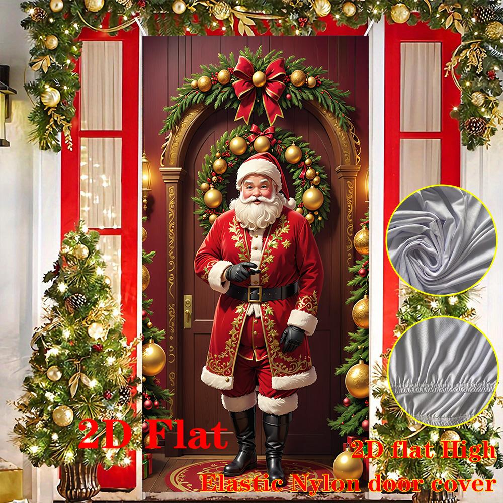 2D flat, 2D flat Christmas door decoration, the first choice for holiday entrances, high-definition Santa Claus patterns