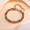 Statement Chain Bracelet for Women, Charm Cuban Stainless Steel 18k Gold Plated Adjustable Stackable Jewelry