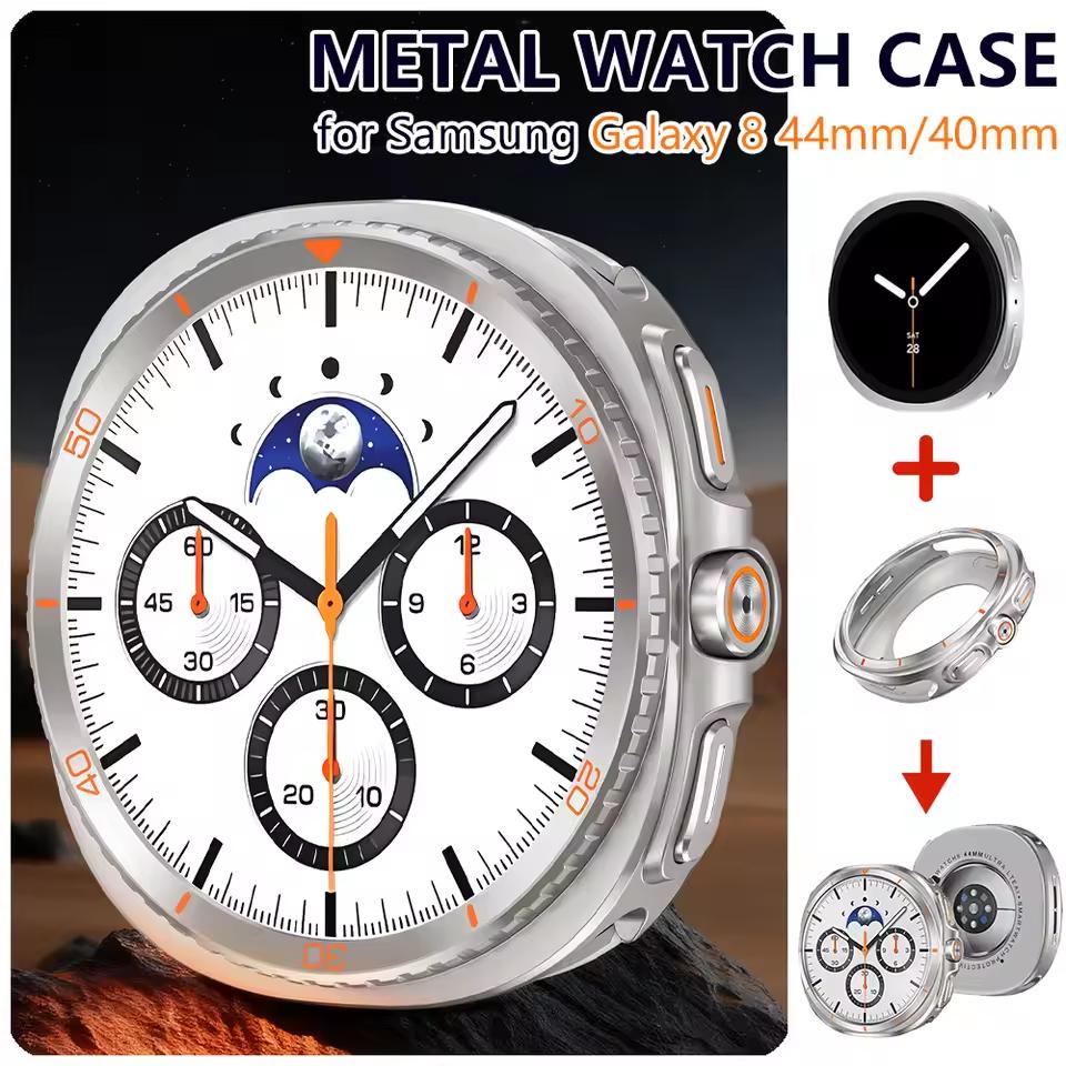 Для Samsung Galaxy Watch 8 Чехол Металлическая Крышка Аксессуары Жесткая Рамка Металлический Защитный Бампер для Samsung Galaxy Watch 8 44мм 40мм