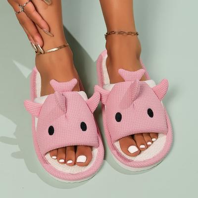 Мультяшные тапочки-акулы на четыре сезона, женские, осенне-зимние, нескользящие, с толстой подошвой, домашние, пушистые, лунные