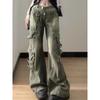 American New Vintage Wash Cargo Jeans Women's Street Design Sense Straight Leg Loose Wide Leg Drop Long Pants