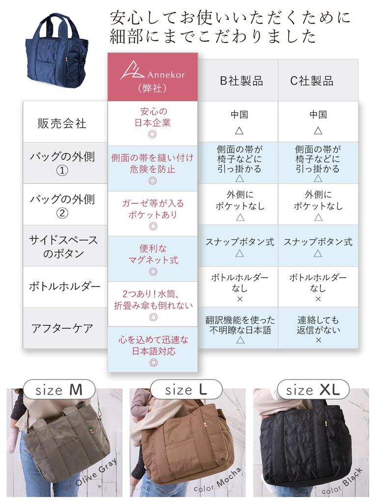 Нейлон, сделанный активными мамами, легкая и большая сумка-тоут с плечом, для детского душа, Япония [Encore] Высококачественная сумка ``Высокого вида, вместительная'',