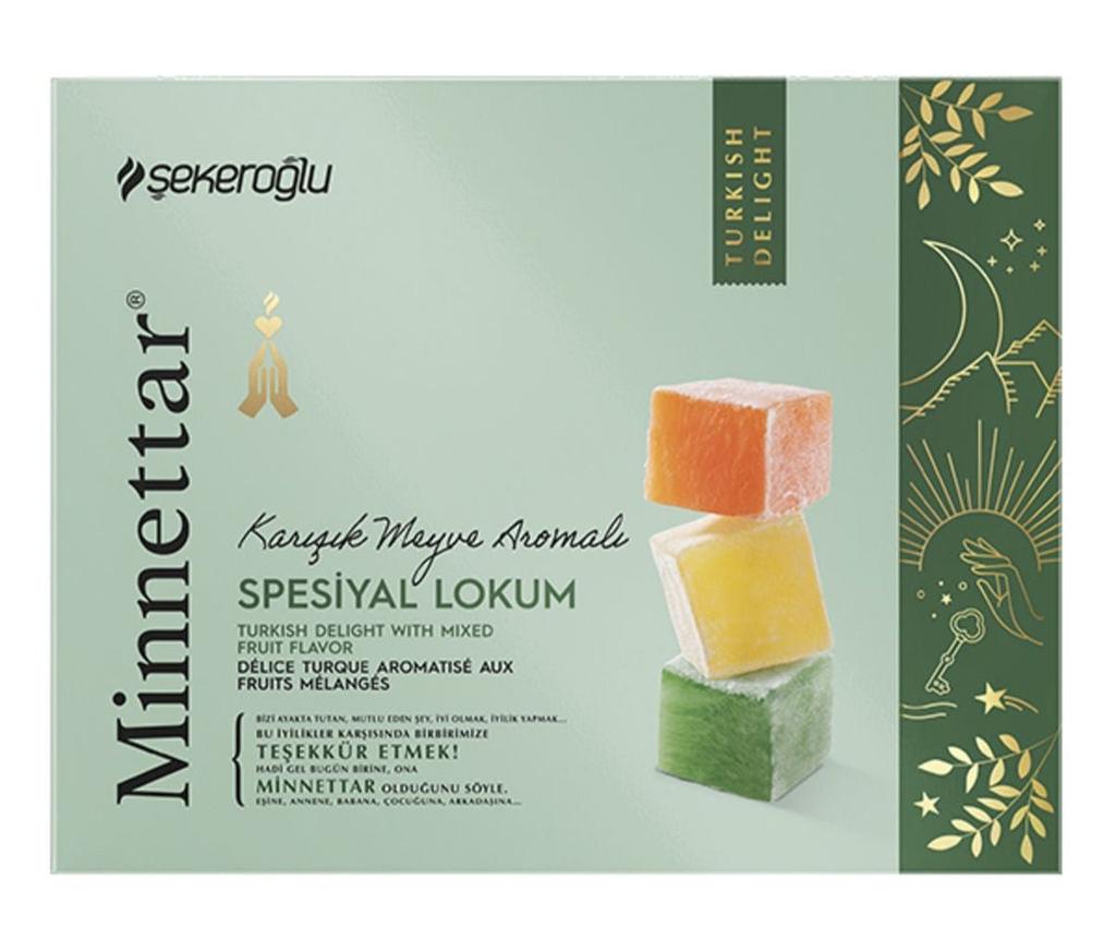 Minnettar Mixed Fruit Turkish Delight – Premium Assorted Candy Treat, 300g