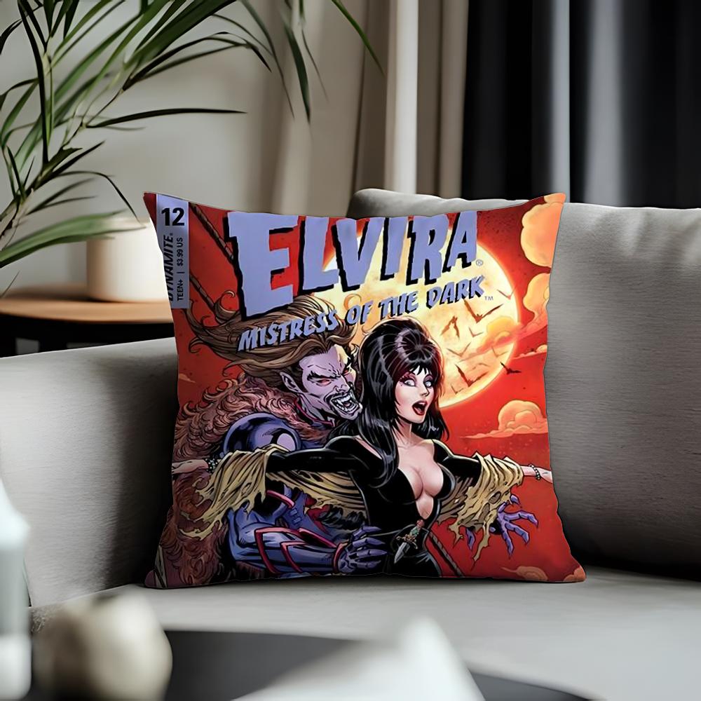 Viral EElvira Mistress of the Darkable Cushion Cover Antidustmite Pillowcase Invisible Zipper Silky Short Plush Sofa Cushion