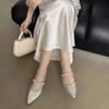 French Temperament Elegant Fashion Celebrity Wind Water Diamond Shallow Mouth Pointed Head Flat Heel Single Shoes Grandma Shoes Thick Heel Mary Jane S