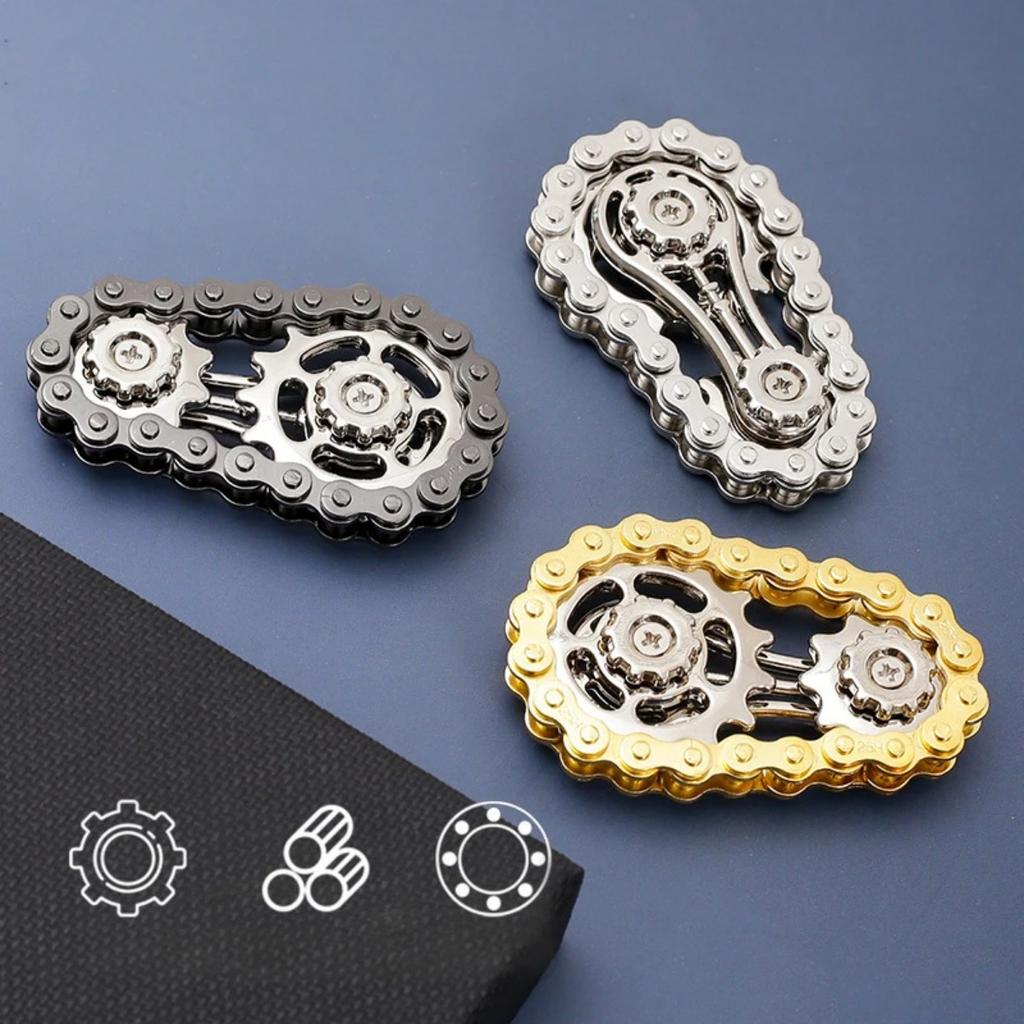Sprockets Flywheel Finger Tip Antistress Anxiety Metal Bike Chains Fidget Toys for Adult Kids