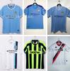 97-98 Manchester City retro jersey No. 17 Sun Jihai 16 Aguero 15 Harland 07-08 long short-sleeved football jersey