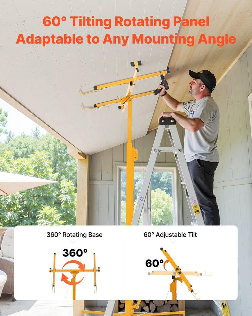 4877 mm Drywall Lift, Heavy-Duty 68 kg Sheetrock Hoist with Adjustable Telescoping Arm, Lockable Wheels, Drywall Lifter Panel Jack Hoist Tools Ideal