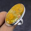 Natural Fossil Coral Gemstone 925 Sterling Silver Jewelry Ring Size 9 E2K17