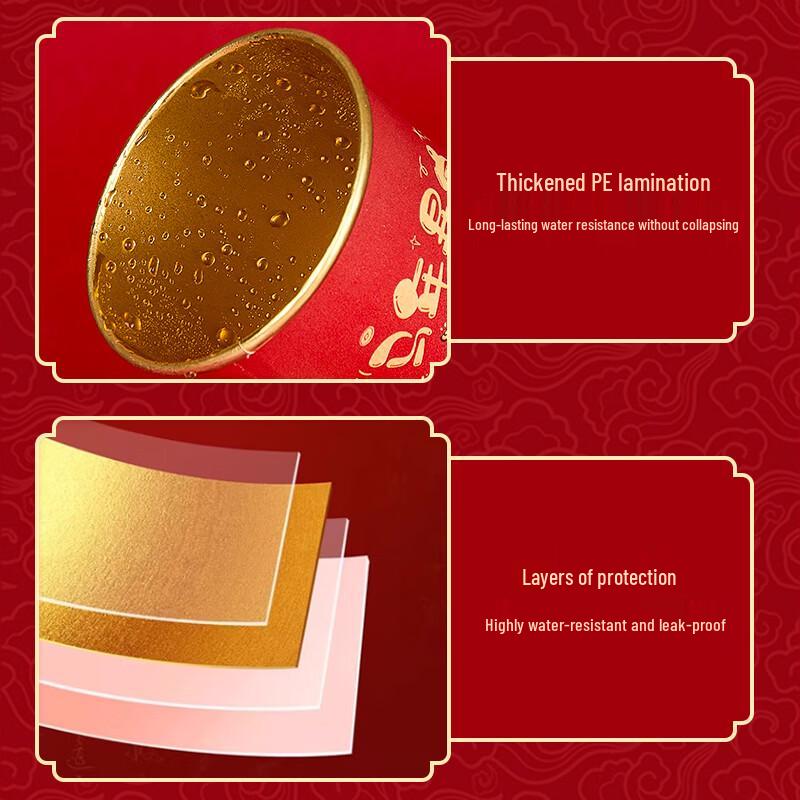 Youao Disposable Red Gold Foil Dinnerware Set